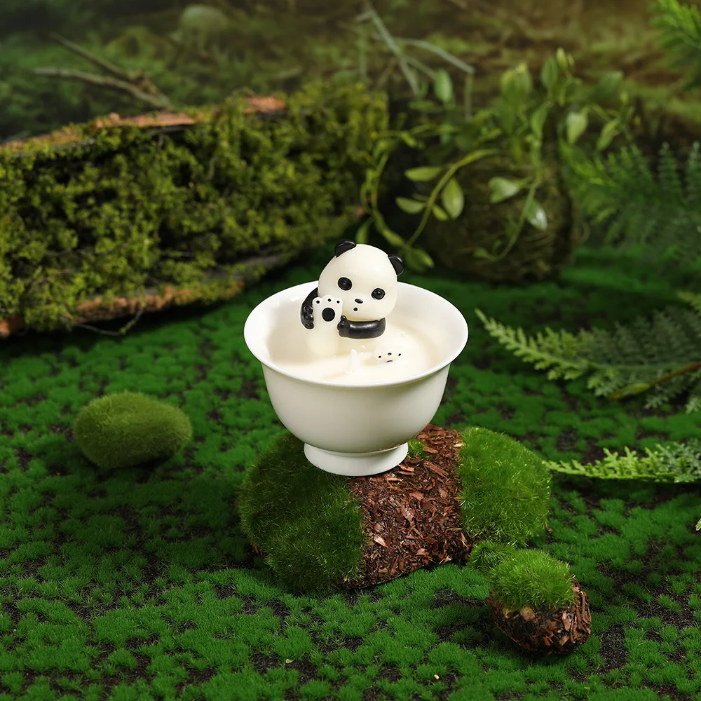 Cute tea bowl bath panda aromatherapy high aesthetic value fresh fragrance aromatherapy Birthday Candles Party Home Decoration