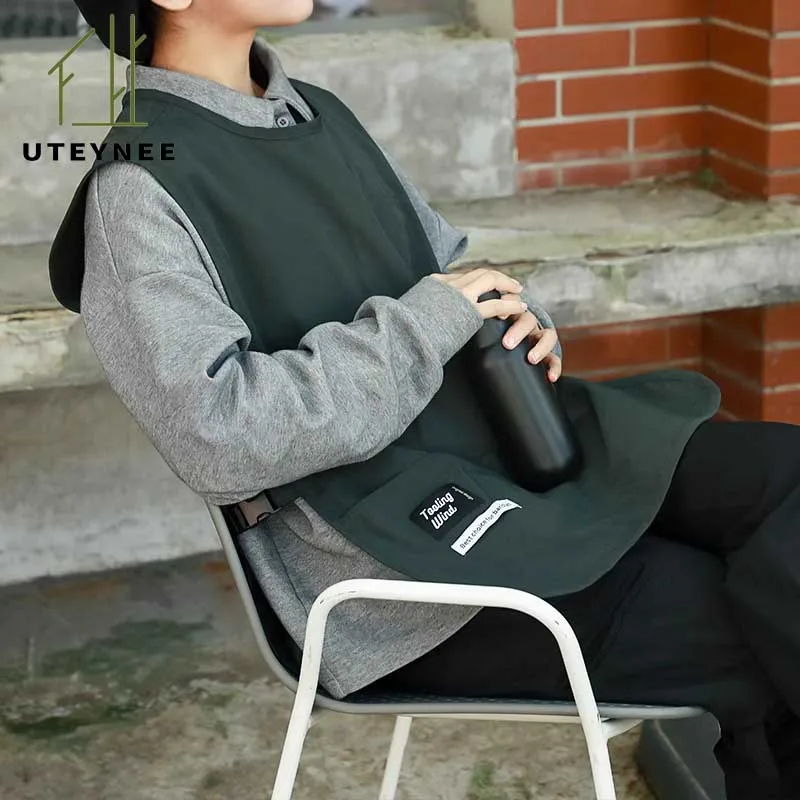 Large Size Waterproof Work Apron for Kitchen Catering Cafe with Pockets Oilproof Polyester Barista Waiter Vest Apron Men Women