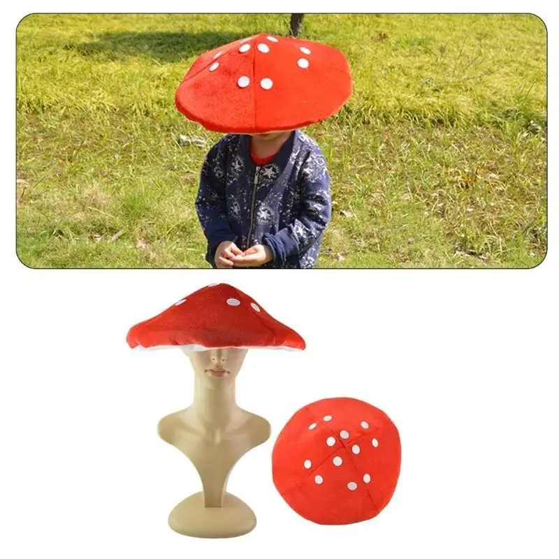 

652F Adult Stuffed Mushroom Hat Christmas Party Plush Hat Adult Carnivals Photography Hat Halloween Party Festival Hat
