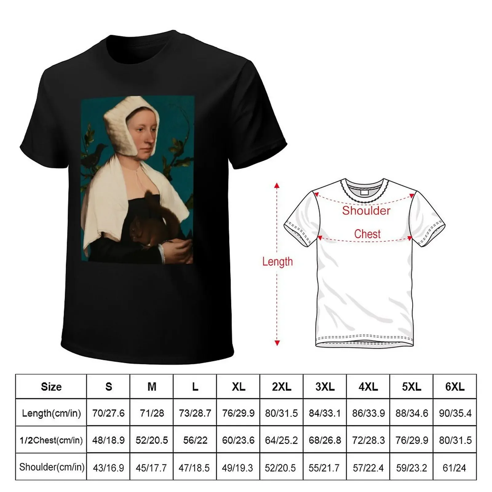 A Lady With A Squirrel and A Starling by Hans Holbein the Younger T-Shirt plus sizes vintage graphic tee mens clothes