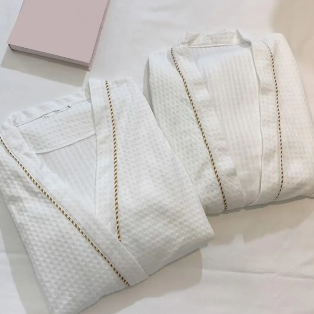 Men Nightgown Solid Color Long Sleeve V Neck Homewear Bathrobe Spring Autumn Pure Color Pockets Robe For Home Vestes