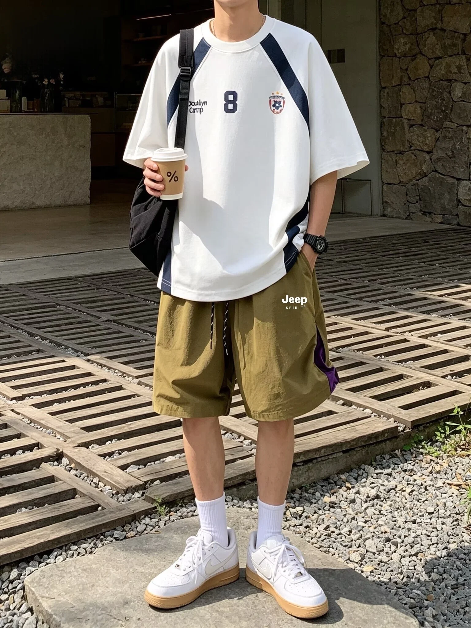 spirit-casual-sports-set-for-men-summer-youth-contrast-color-pure-cotton-t-shirt-loose-two-piece-set-short-sleeve
