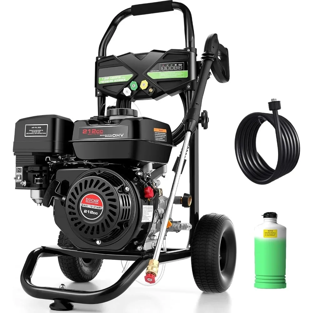 

4200PSI Gas Pressure Washer, 4.0GPM Heavy Duty Power Washer with 5 QC Nozzles, 25ft Hose and 0.5Gal Soap Tank, Pressure Washers