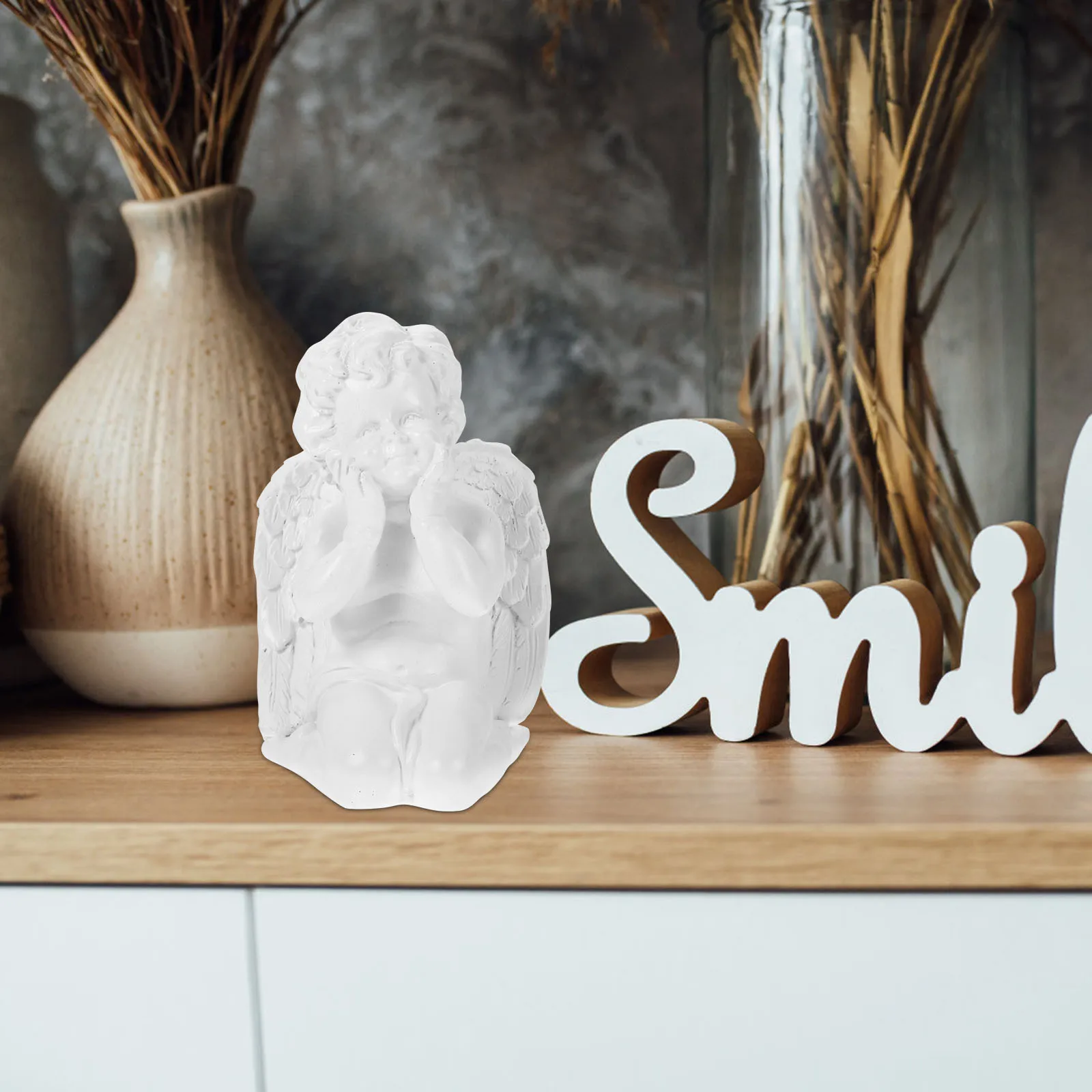 

1Pcs Resin Angel Sculpture Cherub Ornament Home Office Garden Decoration Serene Art Angel Figurine