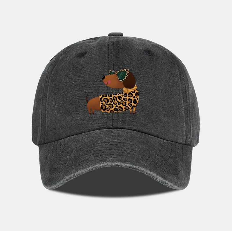 Niedliche und coole Baseballkappe mit Leopardenmuster und Dackel-Motiv – verstellbarer, atmungsaktiver Sonnenhut, perfekt für den alltäglichen Freizeitgebrauch – Detail 3