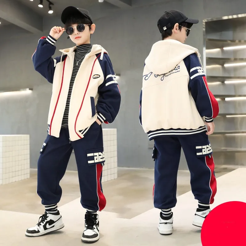 Boys Coat +Pants Kids Sets Tracksuit 2PCS/Set 2023 Elegant Spring Autumn Cotton Outfits Jogging Suit Children Clothing