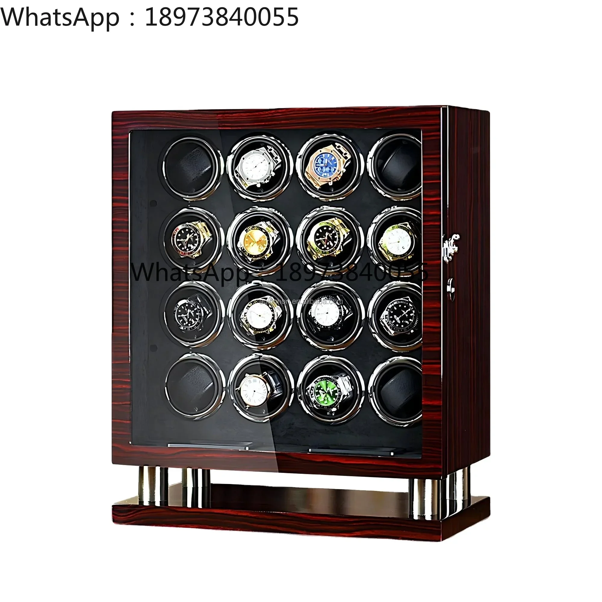 

Деревянная коробка для намотки часов из черного дерева для 16 автоматических часов с поддержкой основания, режим 600-2100 TPD, сенсорный ЖК-экран, устройство для намотки часов Boxy