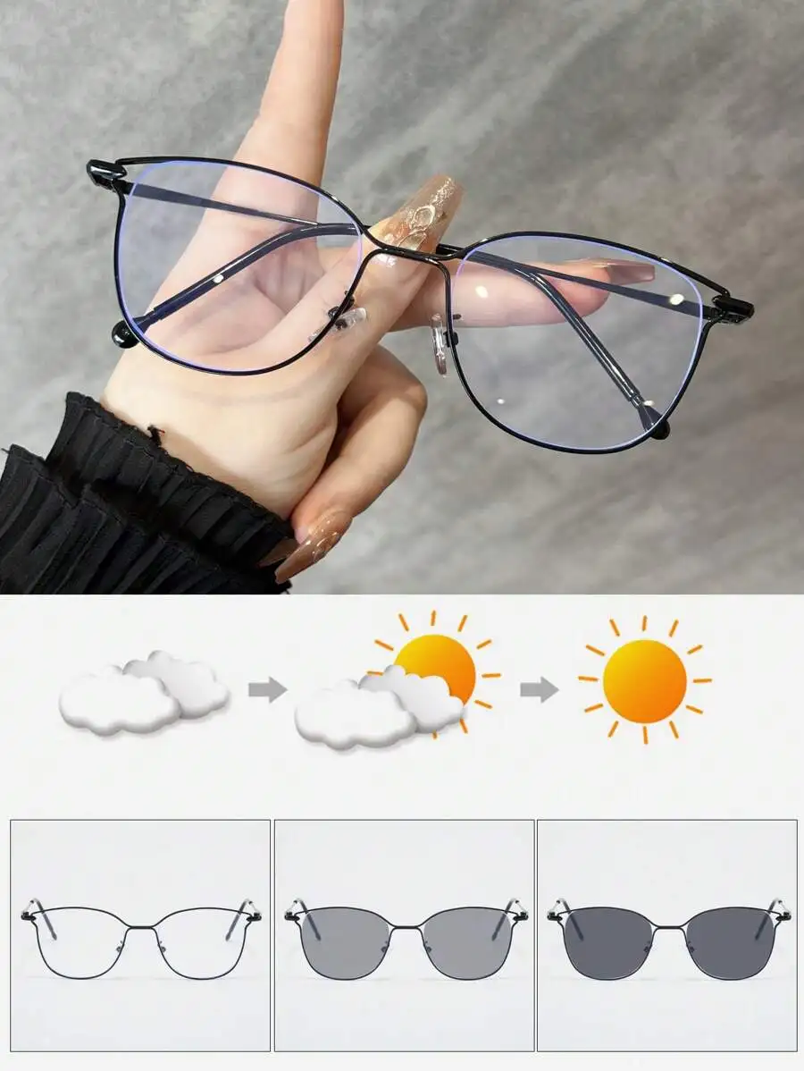 1pc Metal Cat-Eye Hollow Frame Ultra-Light Decoration Mirror, Multi-Purpose Indoor Computer Mirror & Outdoor Photochromic