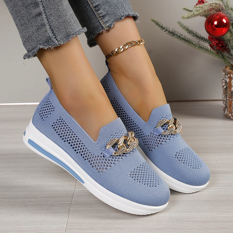 Zapatillas De deporte transpirables para Mujer, mocasines De malla, Zapatos De diseñador para exteriores, zapatillas planas informales a la moda, novedad