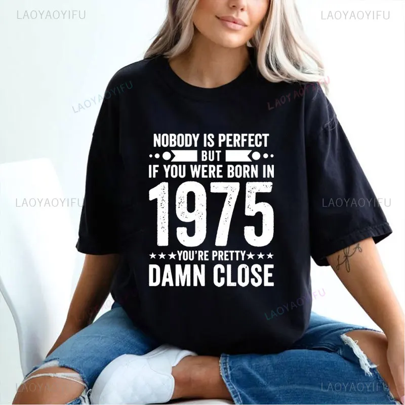 Retro 50s Style Birthday Year Tshirt Classic Vintage Born in 1975 Men Women FashionT Shirt Unisex Streetwear Comfort Summer Tee