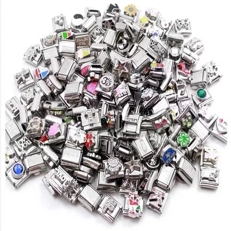 Wholesale 10 Pack Italian Charm Links Bracelet Vintage Square Beads Jewelry DIY Making Parts DIY Modular Bracelet Making Supplie