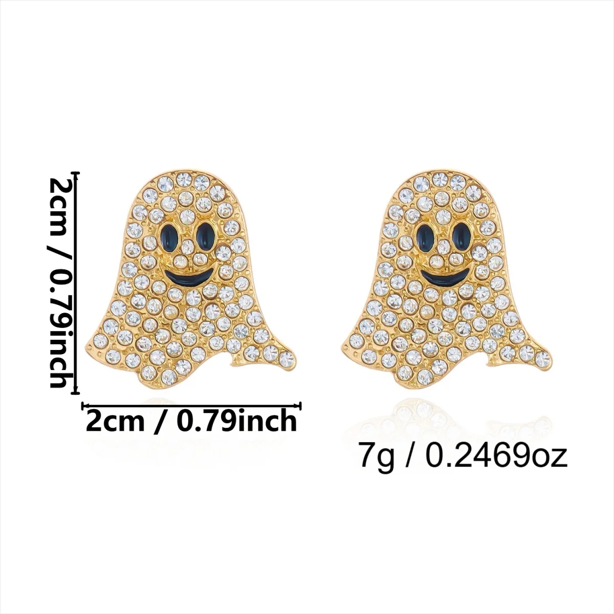 Niedliche Cartoon-Geister-Ohrstecker mit Strass und Quasten für Damen, Punk-Geister-Ohrringe, Halloween-Karneval-Party-Schmuck – Detail 38