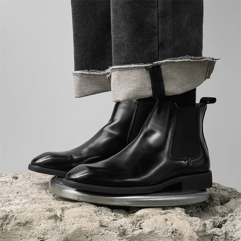 Original Design Hight Quality 2025 S/a New British Business Casual Style Chelsea Boots For Men Black Hombre Daily Banquet Dress