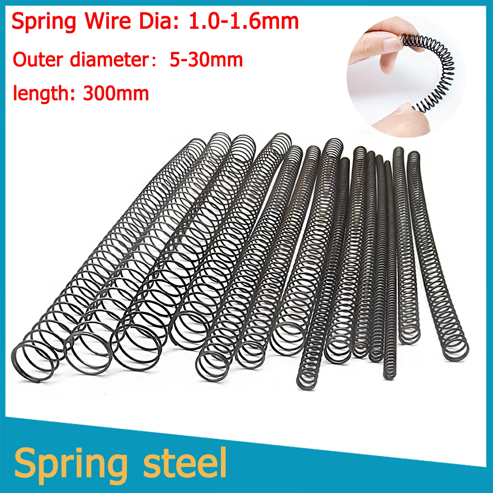 2Pcs 1.0mm/1.2mm/1.4mm/1.5mm/1.6mm Y-shaped Compression Spring Spring Steel Length 300mm Outer Diameter 2-16mm Customizable