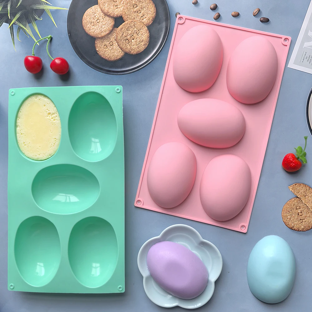 1 piece of Easter egg shaped silicone cake mold with 5 cavities, used for DIY candy, chocolate, jelly, and gummy making - view 5