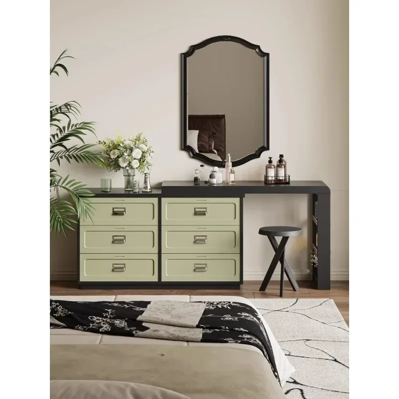 

Simple solid wood cream dresser green designer household bedroom end of bed makeup table light luxury locker