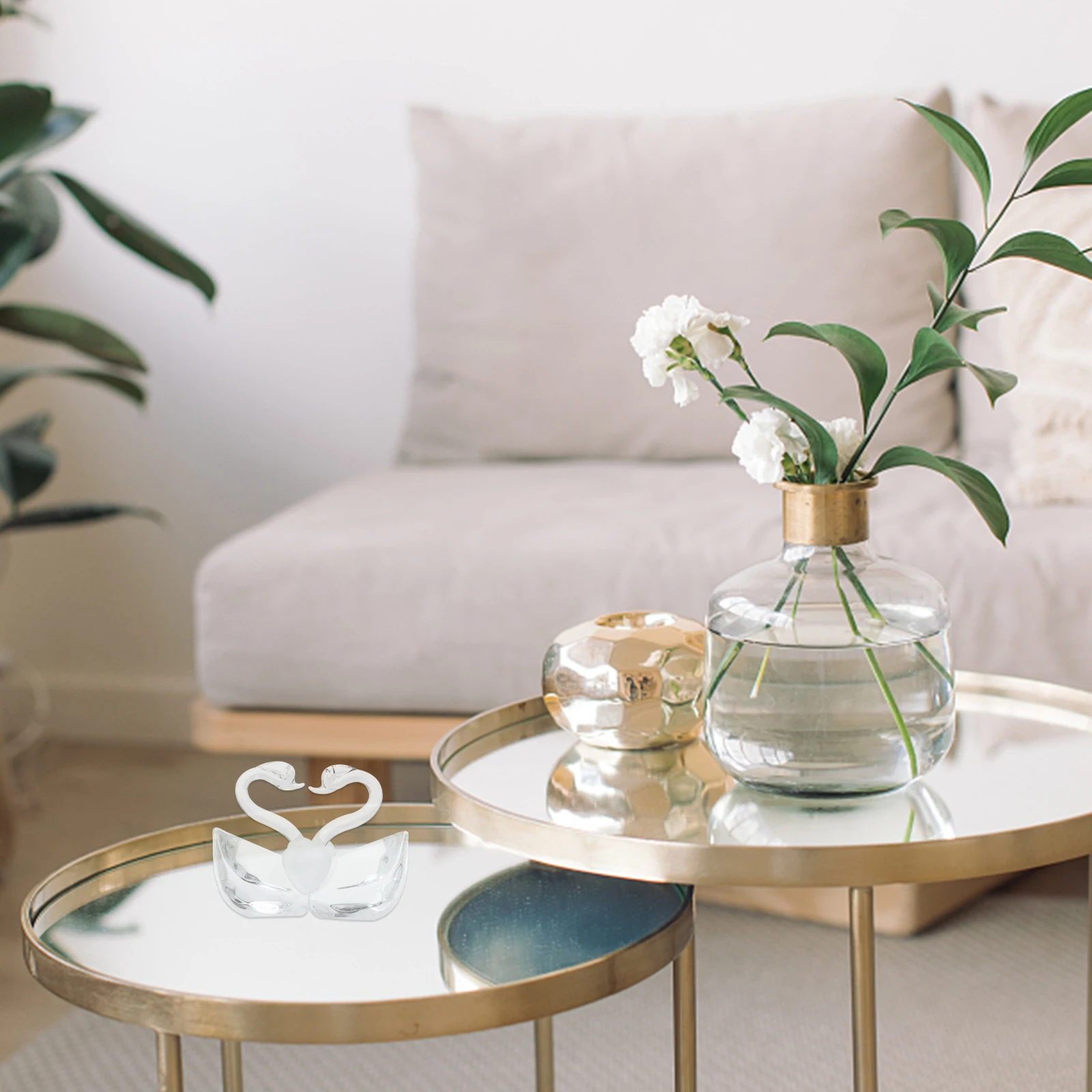 

Wedding Crystal Swan Ornament Decoration Figurine Dining Table White Figures Lovers