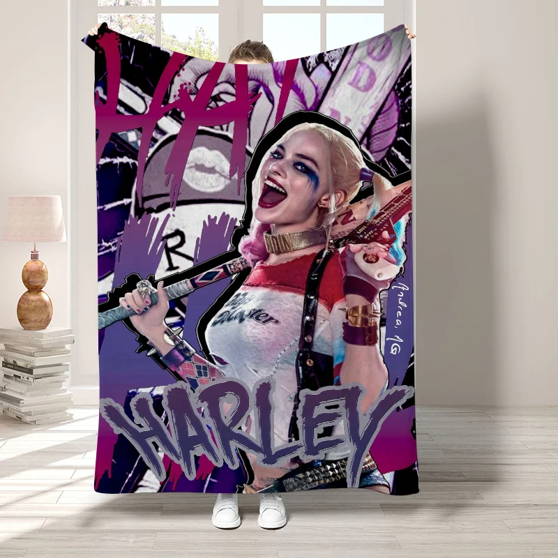 H-Harley Quinn Cute Throw Blanket Nordic Decorative Sofa Blankets for Bed Bedroom Decoration Bedspread the Fluffy Soft Fleece