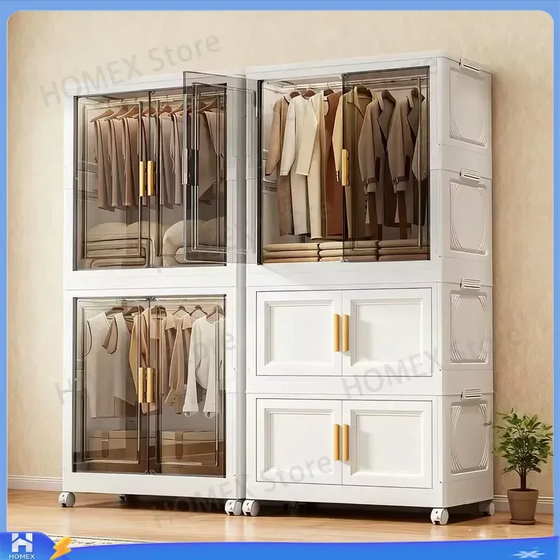 Wooden Baby Wardrobe Easy Install Kids Clothes Storage Cabinet Nursery Furniture Children Bedroom Organizer Home Use