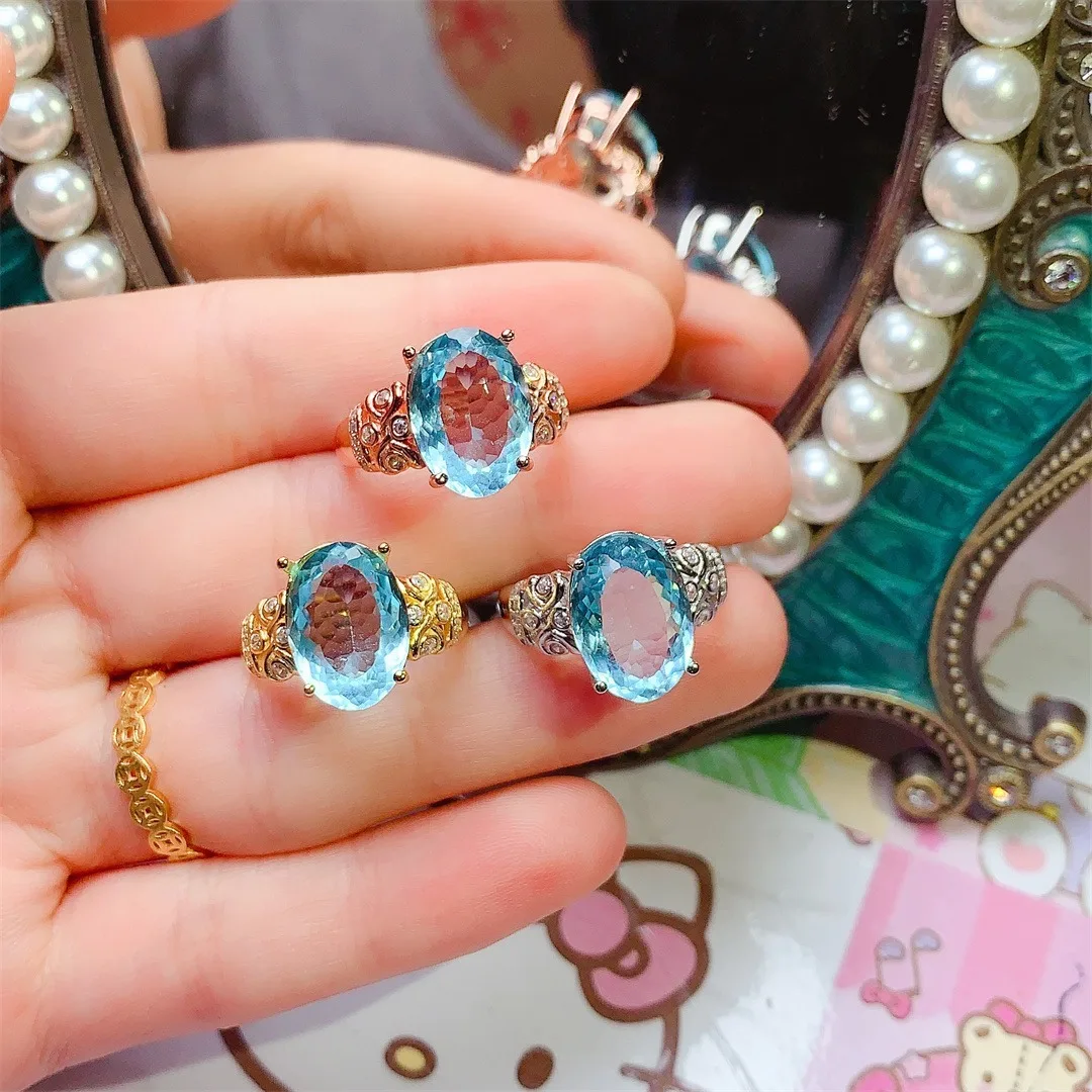 

Show One's Temperament Topaz Silver Ring Romantic S925 Sterling Silver Jewelry Designer Elegance Handicrafts