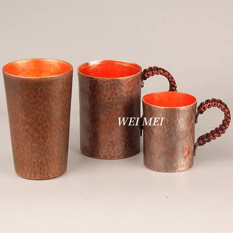 

Винтажная медная кружка ручной работы, с утолщенной плетеной ручкой и молотковой текстурой, для холодных напитков, подарок для друзей, чайная посуда