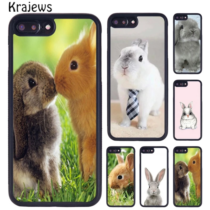 Krajews Baby Rabbits Bunny Rubber Phone Case For iPhone 16 15 14 X XR XS 11 12 mini 13 Pro MAX Plus cover shell coque