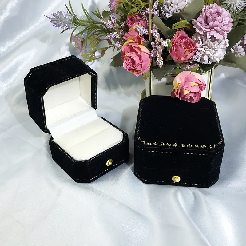 Custom Velvet Octagonal Ring Box Personalized Wedding Ring Box Rich Velvet Engagement Luxury Storage Ring Box Anniversary Box