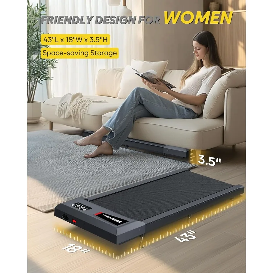 جهاز مشي محمول تحت المكتب للاستخدام المنزلي والمكتبي مع 10 منحدر يدعم ما يصل إلى 320 رطلًا وسرعة قابلة للتعديل والميل عبر أ