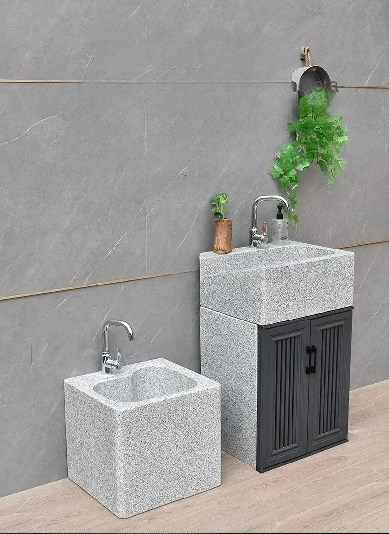 PYH marble outdoor courtyard sink with cabinet door villa garden outdoor stone