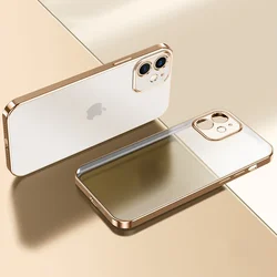 Plating Frame Soft TPU Phone Case For iPhone 17 16 15 14 13 12 11 Pro XS Max X XR SE 2020 8 7 Plus Clear Back Cover