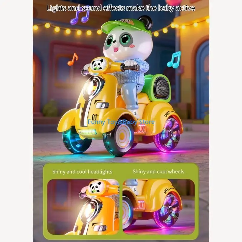 Panda elettrico e giocattolo scooter con luci a LED Musica per decorazioni natalizie Festa in famiglia Regalo interattivo per