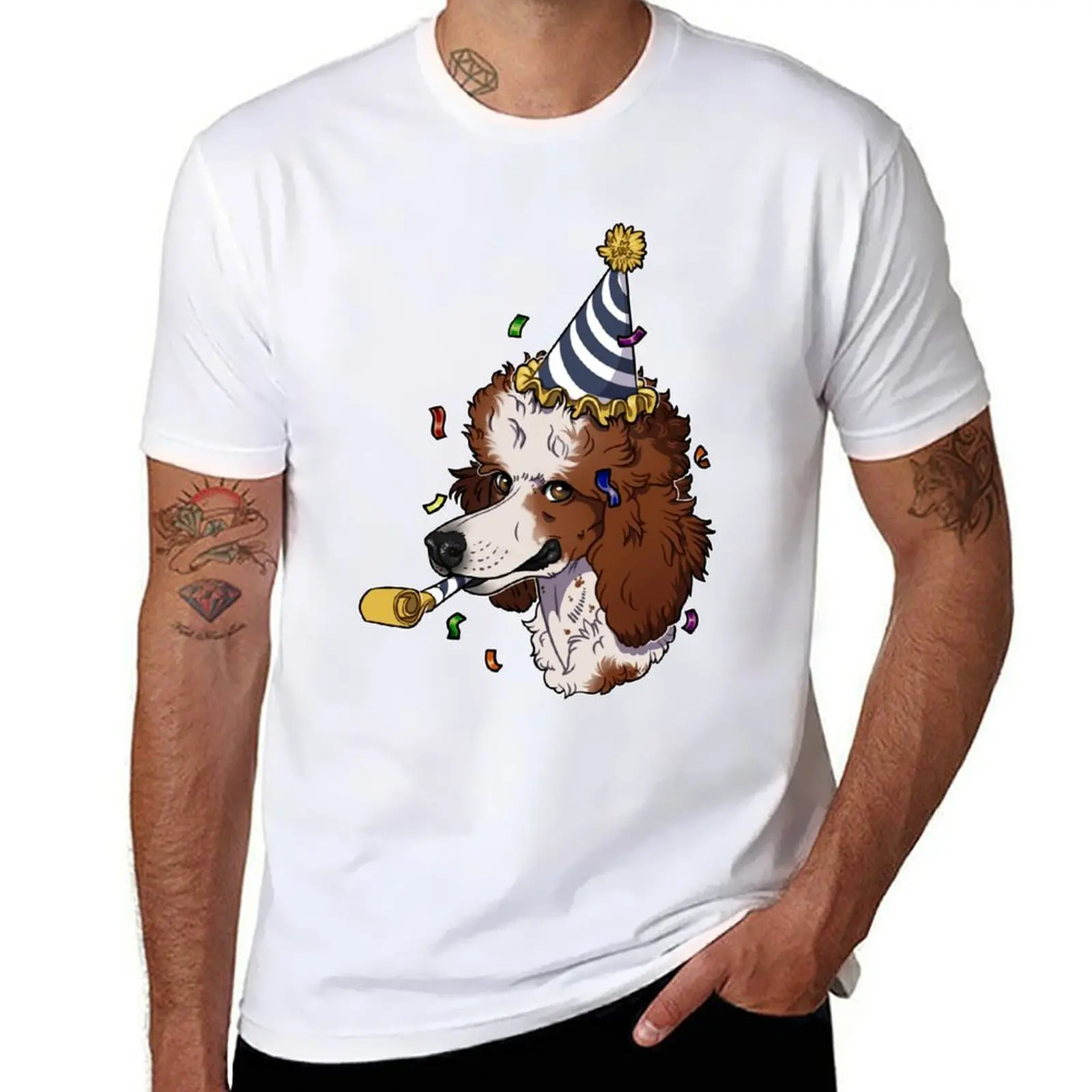 

Red Parti Poodle T-Shirt t shirt man cotton cotton t shirts high quality T-Shirt