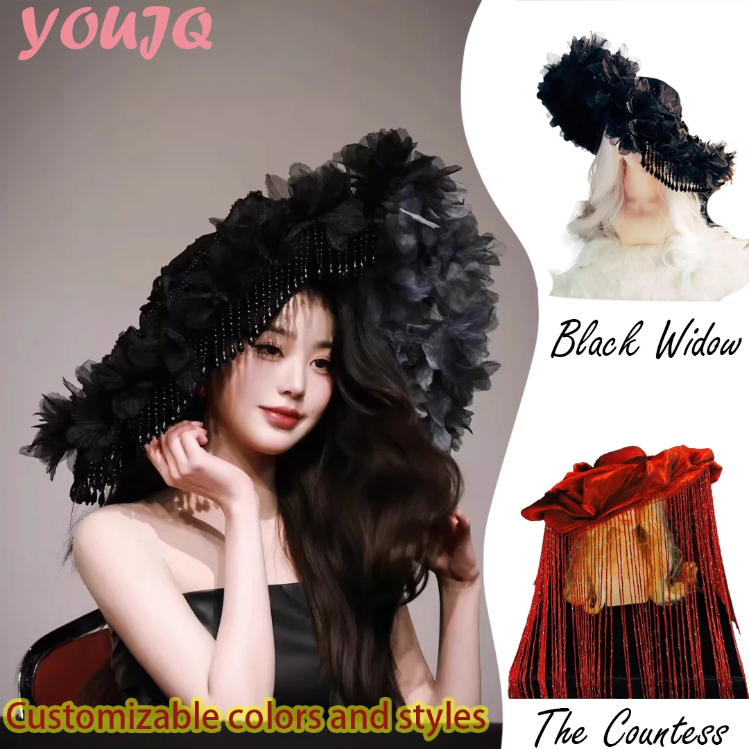 Maßgefertigter Steampunk Handgemachter Spitzen-Vintage-Bandagen-Schleifen-Zaubererhut für Erwachsene, Gothic Lolita Cosplay Kostüm, Halloween-Party Bucket Caps