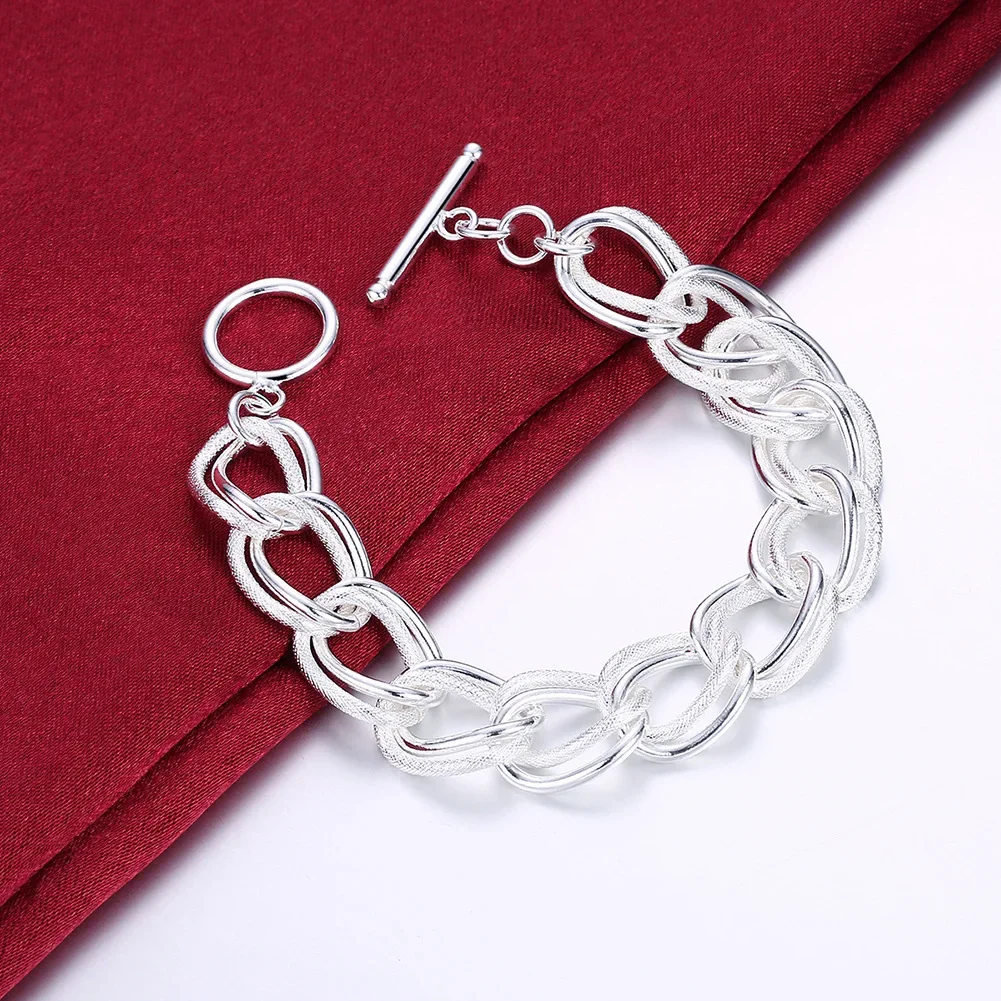 925 Sterling Silver beautiful Double twist chain Bracelets For Women fashion party Wedding accessories Jewelry Holiday gifts