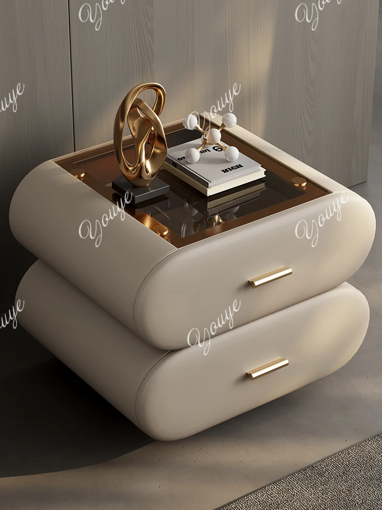 

Premium Italian light luxury solid wood bedside table, integrated storage and storage, home master bedroom design sense niche