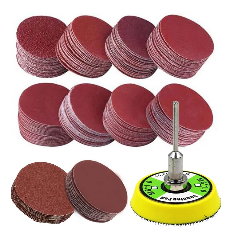 50/100-teiliges Set, 2-Zoll-Schleifscheiben-Pad-Set für Bohrschleifer, Drehwerkzeuge mit Stützplatte, inklusive Schleifpapier mit Körnung 60–2000
