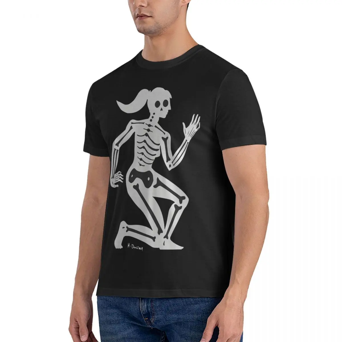 Femme Squelette T-Shirt Men Dance Of Death Humorous 100% Cotton Tees Crew Neck Short Sleeve T Shirts Gift Clothes