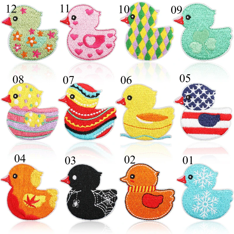 

5/12pcs Festive Art Duck Iron-on Embroidered Patch for DIY Socks Notebook Backpack Kid's Clothing Appliques Decor Sticker