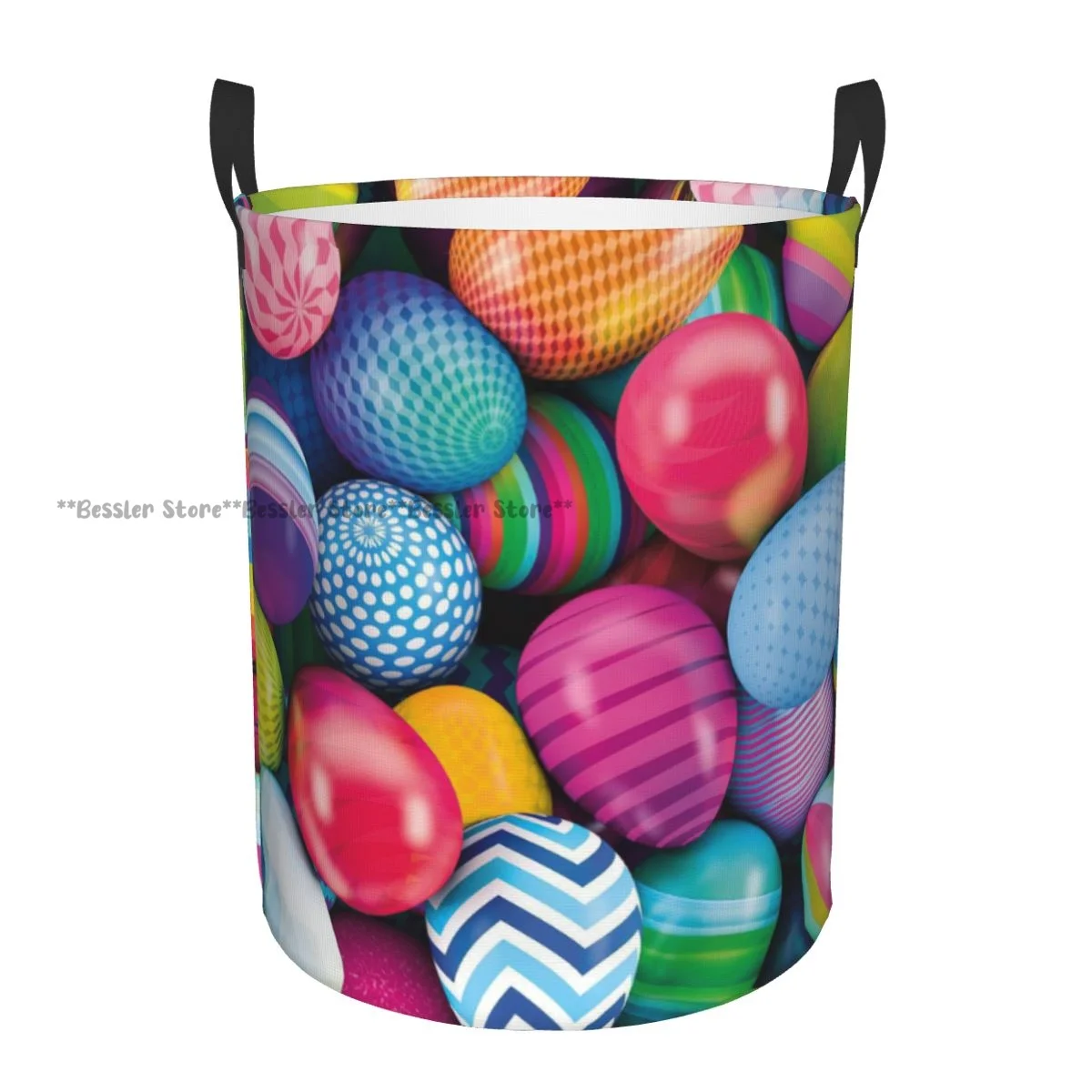 Foldable Laundry Basket for Dirty Clothes Easter Eggs Print Storage Hamper Kids Baby Home Organizer