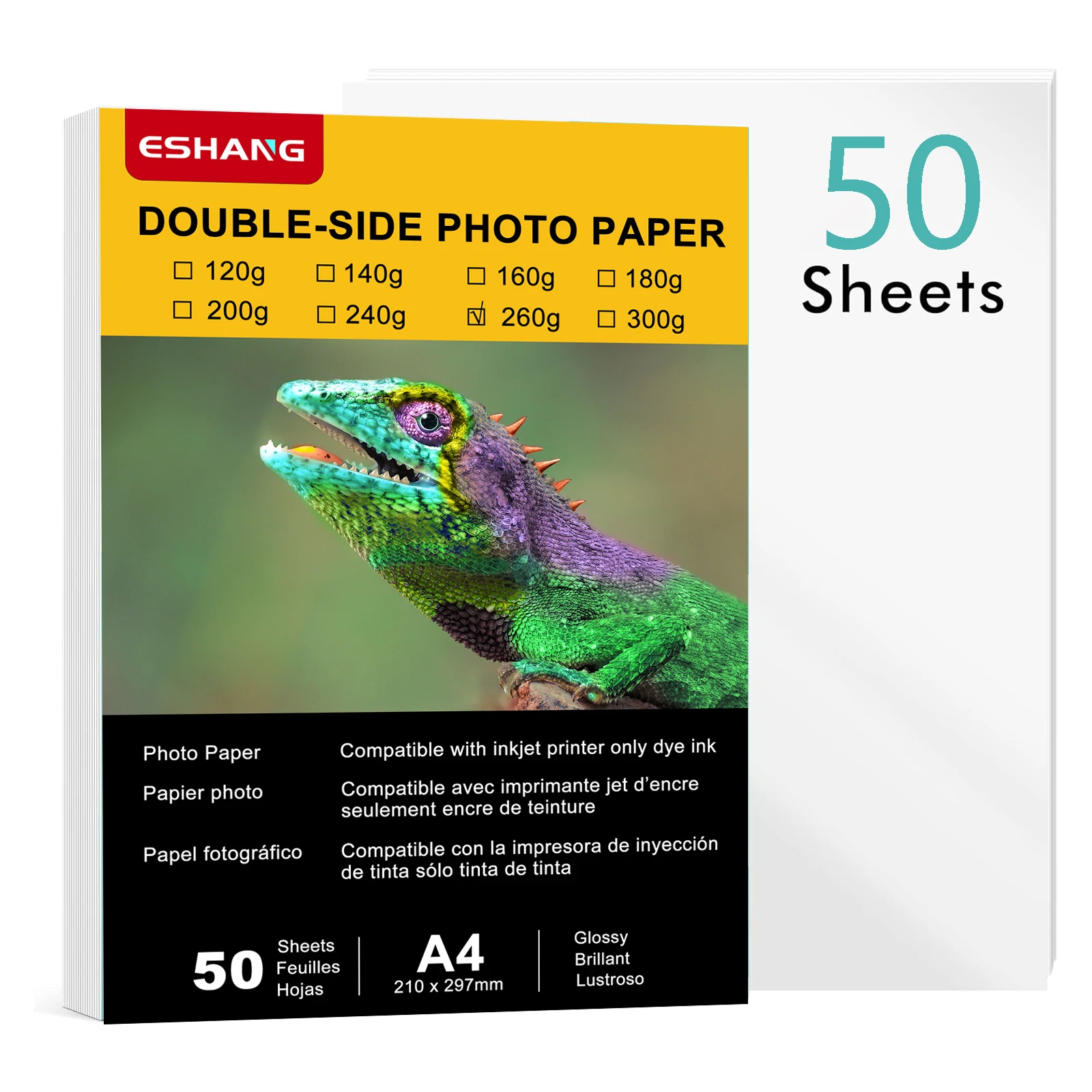 New 50 sheets A4 260gsm Photo Paper 8.3x11.7 inches Double Sides Glossy Heavyweight Photo Paper OnlySuitable for Inkjet Printer