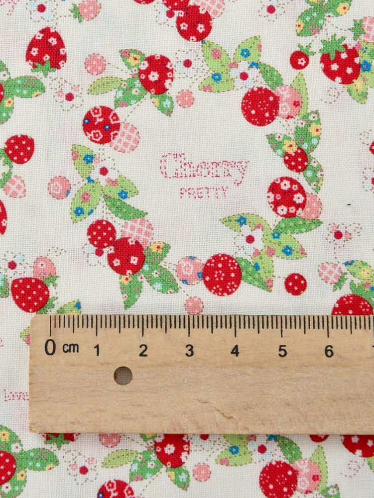 Pink Strawberry Cotton Fabric Cute Garland Plaid for Sewing Clothes DIY Handmade by Half Meter