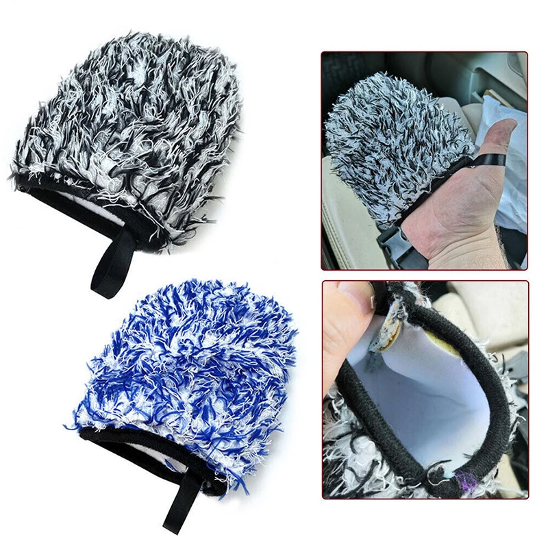 SEAMETAL Microfiber Car Washing Gloves Auto Wheel Hub Rim Cleaning Mitt Ultra-Soft Thickening Wash Glove for Car Detailing Care