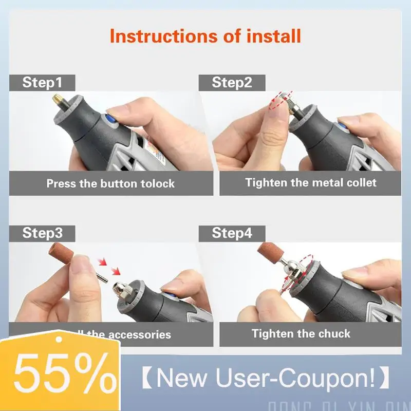 A81M Nuovo-Set di pinze per mandrino per trapano per Dremel, 16 pezzi 0,8-3,2 mm di ricambio 4486 Adattatore a cambio rapido con gambo per mandrino per punta senza chiave