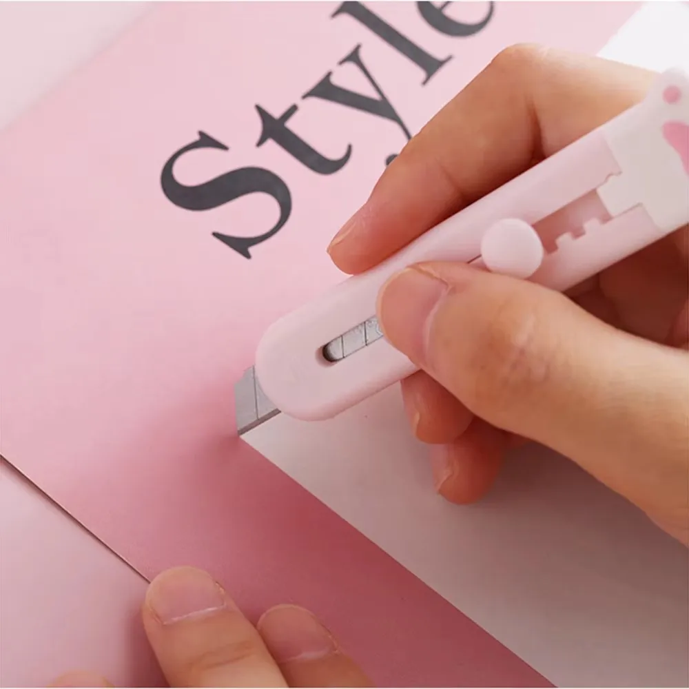 Kawaii Mini Pocket Art Utility Knife Express Box Knife Paper Cutter Craft Wrapping Refillable Blade School Office Stationery