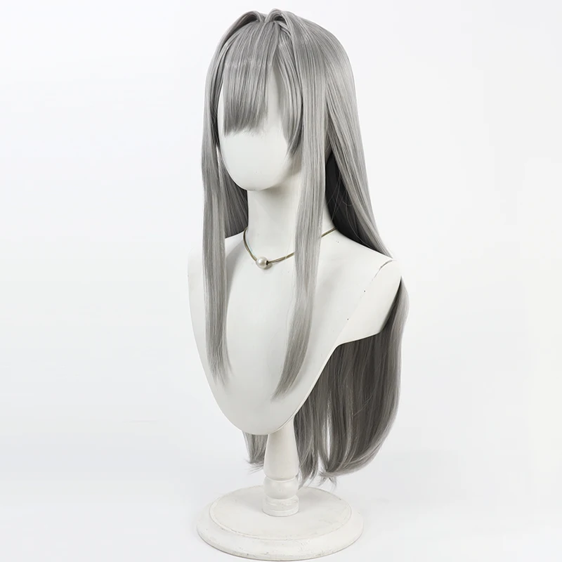 Gioco NIKKE: Parrucca cosplay grigio scarlatto della dea della vittoria Halloween Party Prop Fibra sintetica resistente al calore per capelli + cappuccio per parrucca