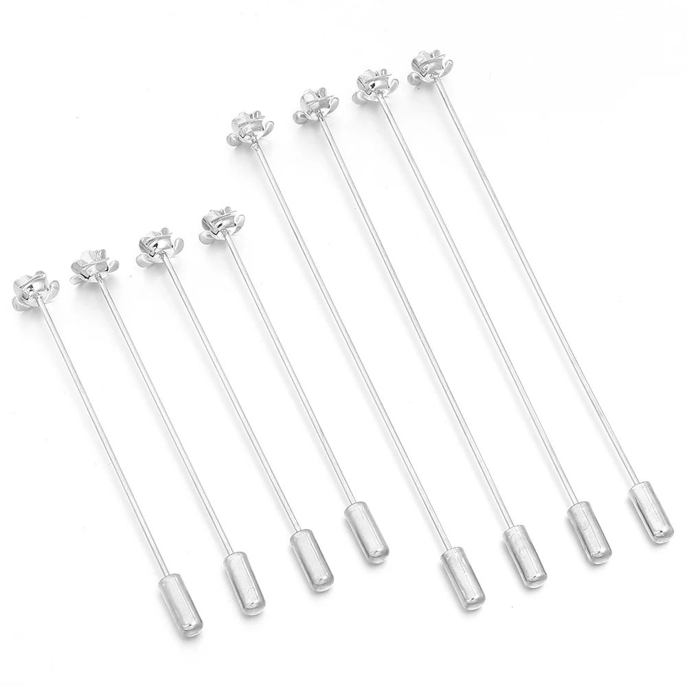 10 Stück/Set Lange Broschennadeln mit Stopper, Metall-Kupfer-Hutnadeln, Sicherheitsnadeln für Schmuckherstellung, DIY-Broschennadel-Basis-Zubehör – Detail 7