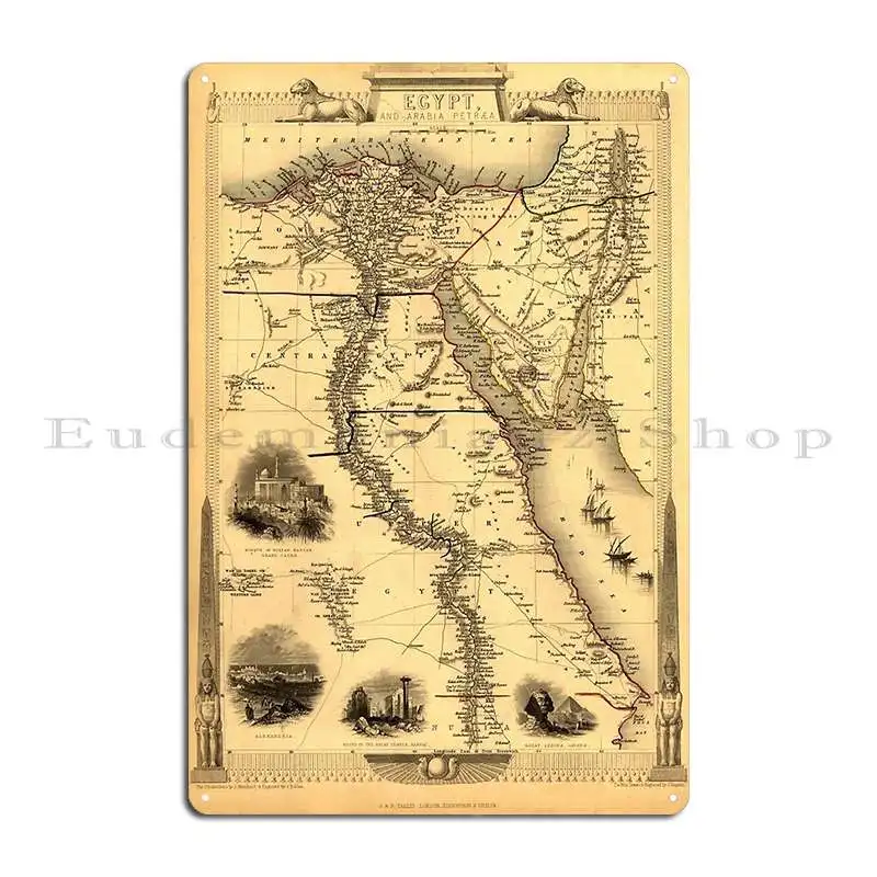 Map Of Egypt 1800 Metal Plaque Poster Personalized Wall Cave Decoration Classic Cinema Tin Sign Poster