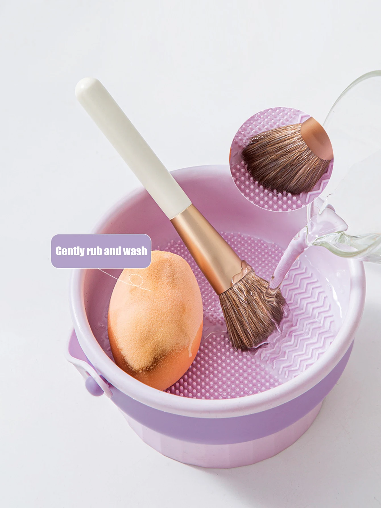 Nettoyeur de pinceaux de maquillage 3 en 1, organisateur de sèche-linge, Station de lavage et tapis de rangement en Silicone pour pinceaux cosmétiques, éponges de mélangeur de beauté