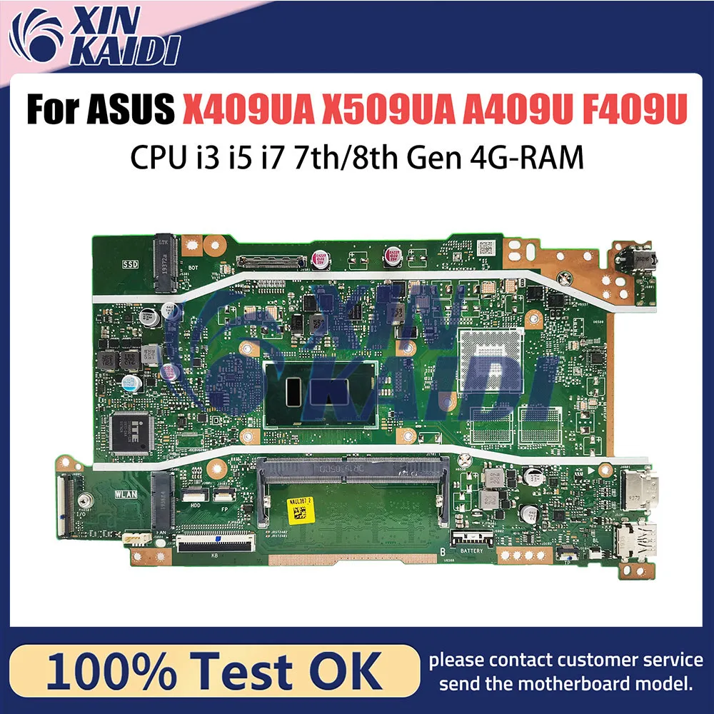 X409UA Laptop Motherboard For ASUS X509UA A409U F409U X409UB X509UB Notebook Mainboard CPU i3 4G-RAM