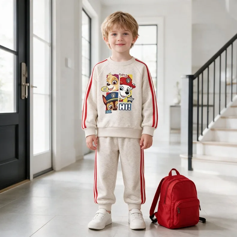 Herbst-Winter Jungen- und Mädchen-Sweatshirt-Sweatpant-Zweiteiler-Set Kinder O-Neck Hoodies Hose 2-teiliger Anzug Kinder-Trainingsanzug Pullover – Detail 4